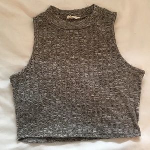 Grey Mock Neck Sweater Crop Top